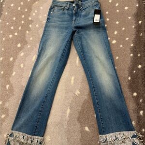 Veronica beard jeans with rhinestone fringe on the bottom